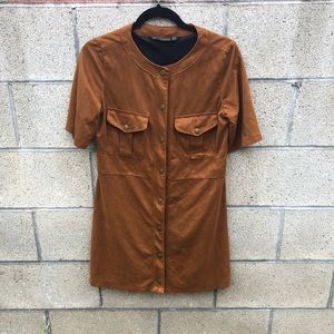 ZARA Suede Dress with Button Closure